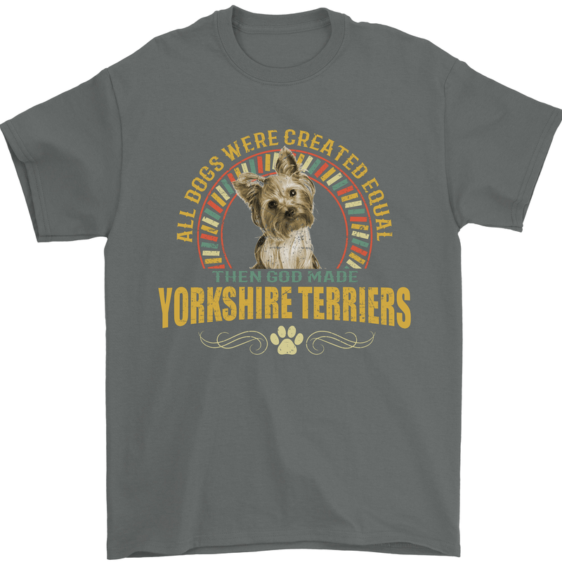A Yorkshire Terrier Dog Mens T-Shirt 100% Cotton Charcoal