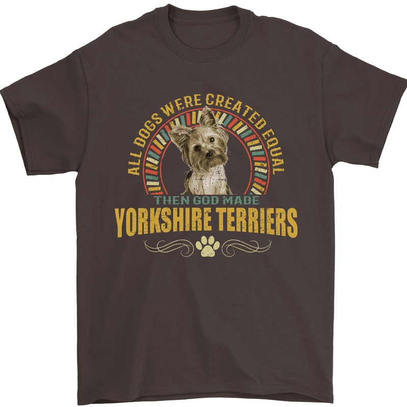 A Yorkshire Terrier Dog Mens T-Shirt 100% Cotton Dark Chocolate
