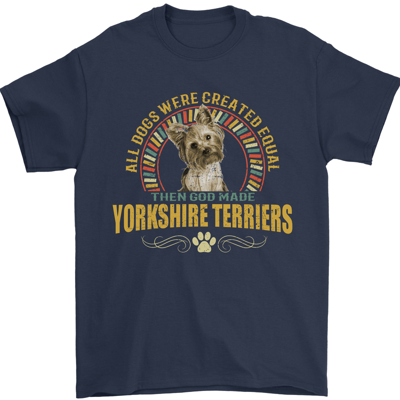 A Yorkshire Terrier Dog Mens T-Shirt 100% Cotton Navy Blue