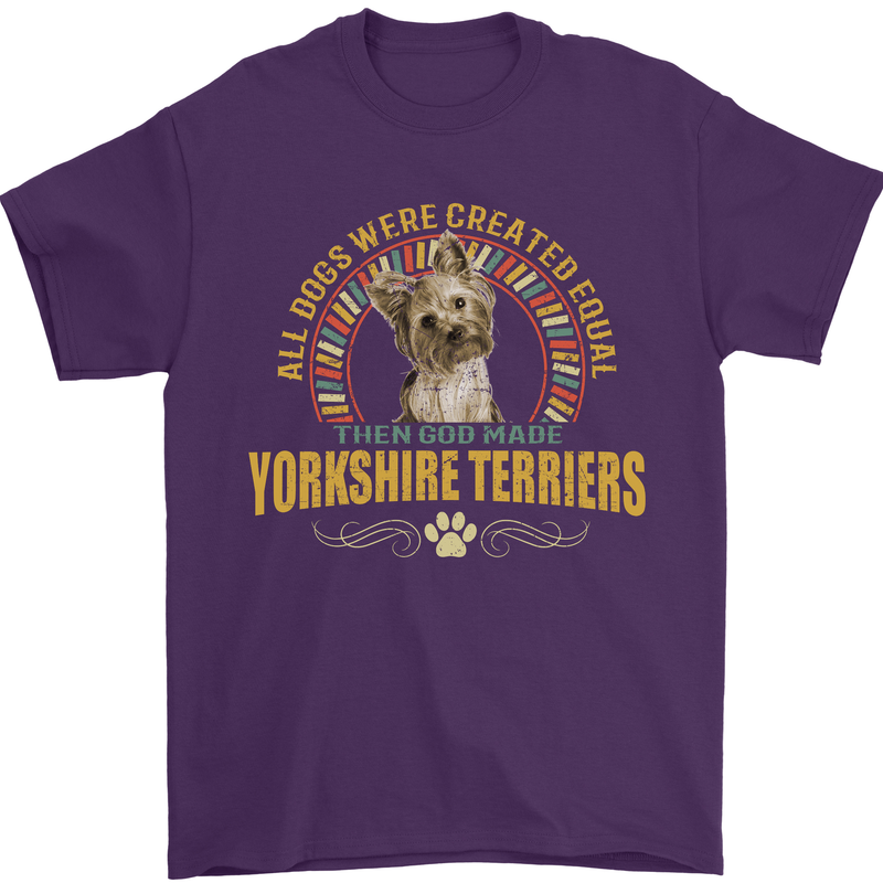 A Yorkshire Terrier Dog Mens T-Shirt 100% Cotton Purple