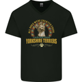 A Yorkshire Terrier Dog Mens V-Neck Cotton T-Shirt Black