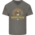 A Yorkshire Terrier Dog Mens V-Neck Cotton T-Shirt Charcoal