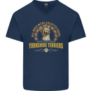 A Yorkshire Terrier Dog Mens V-Neck Cotton T-Shirt Navy Blue