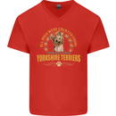 A Yorkshire Terrier Dog Mens V-Neck Cotton T-Shirt Red