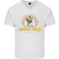 A Yorkshire Terrier Dog Mens V-Neck Cotton T-Shirt White