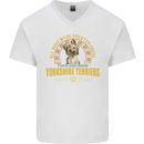 A Yorkshire Terrier Dog Mens V-Neck Cotton T-Shirt White