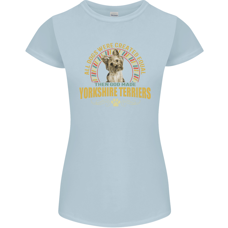 A Yorkshire Terrier Dog Womens Petite Cut T-Shirt Light Blue