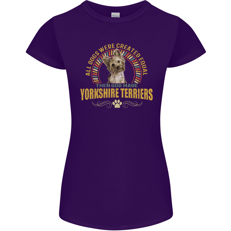 A Yorkshire Terrier Dog Womens Petite Cut T-Shirt Purple