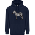 A Zebra Mens 80% Cotton Hoodie Navy Blue
