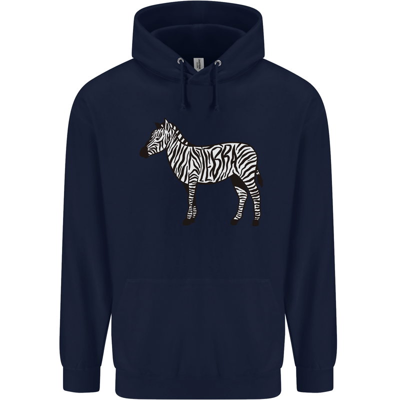 A Zebra Mens 80% Cotton Hoodie Navy Blue