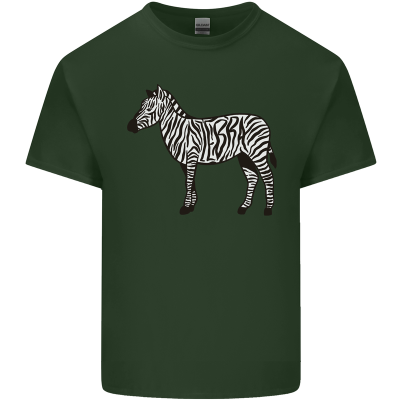 A Zebra Mens Cotton T-Shirt Tee Top Forest Green