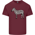 A Zebra Mens Cotton T-Shirt Tee Top Maroon