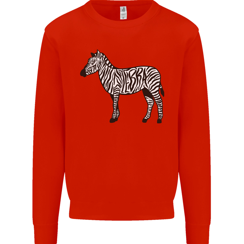A Zebra Mens Sweatshirt Jumper Bright Red