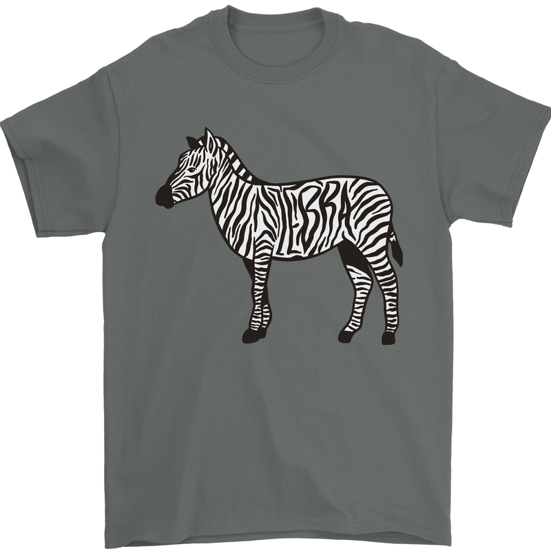 A Zebra Mens T-Shirt Cotton Gildan Charcoal