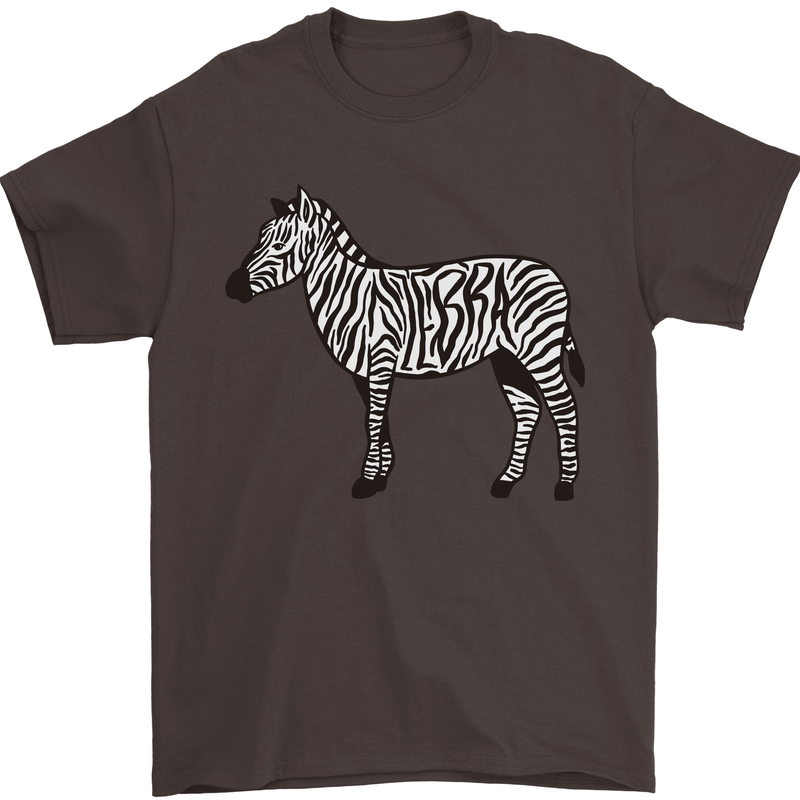 A Zebra Mens T-Shirt Cotton Gildan Dark Chocolate