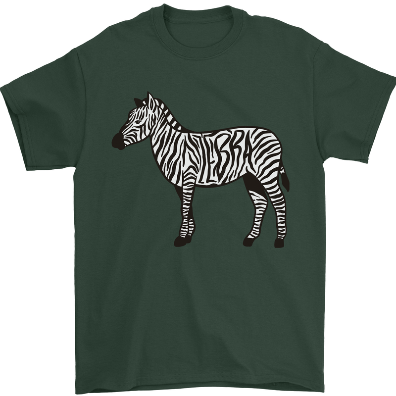 A Zebra Mens T-Shirt Cotton Gildan Forest Green