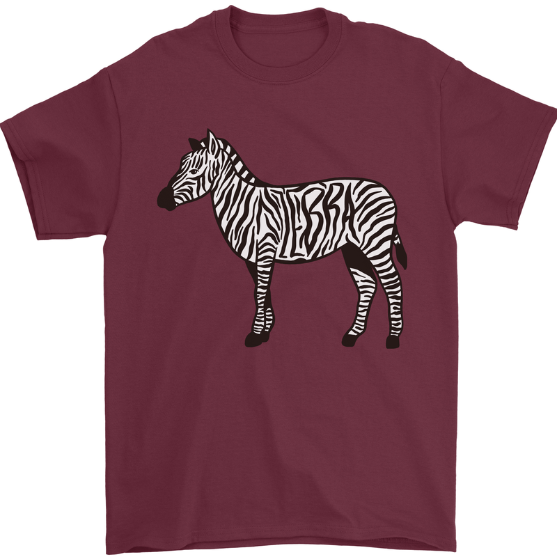 A Zebra Mens T-Shirt Cotton Gildan Maroon