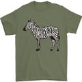 A Zebra Mens T-Shirt Cotton Gildan Military Green