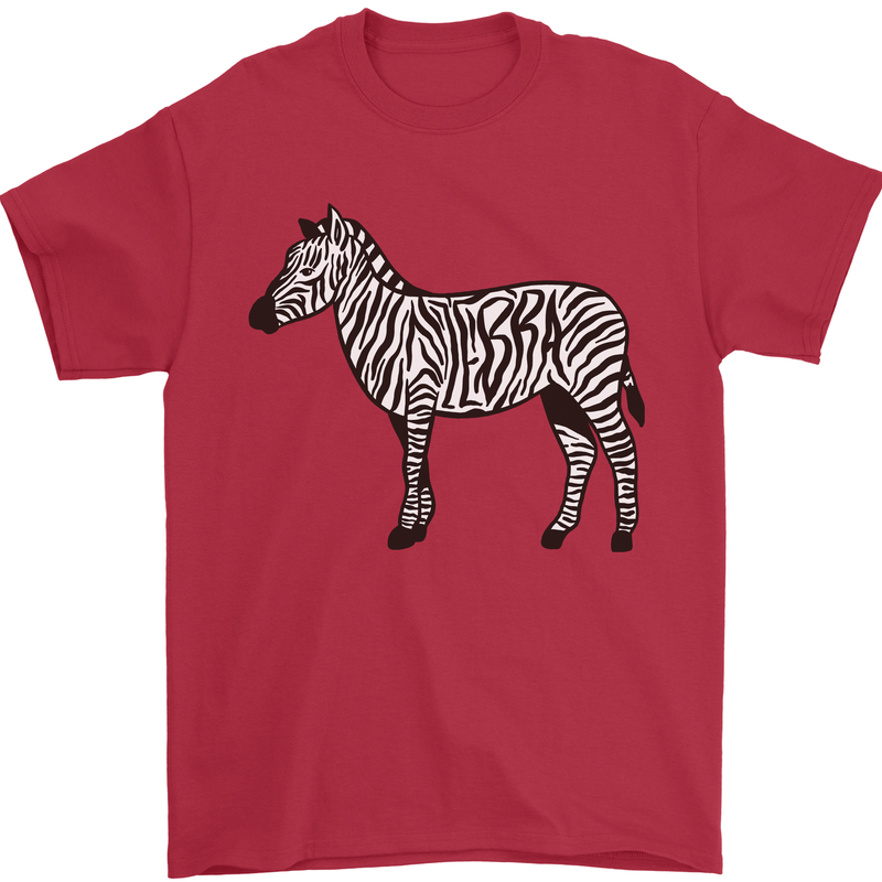 A Zebra Mens T-Shirt Cotton Gildan Red