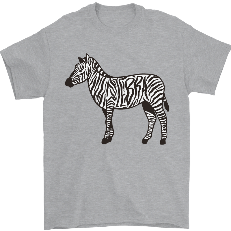 A Zebra Mens T-Shirt Cotton Gildan Sports Grey