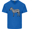 A Zebra Mens V-Neck Cotton T-Shirt Royal Blue