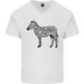 A Zebra Mens V-Neck Cotton T-Shirt White