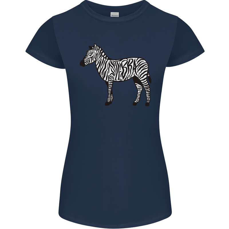 A Zebra Womens Petite Cut T-Shirt Navy Blue