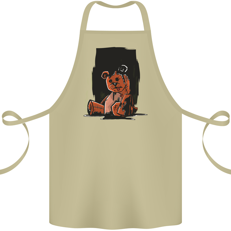 A Zombie Teddy Bear Halloween Cotton Apron 100% Organic Khaki