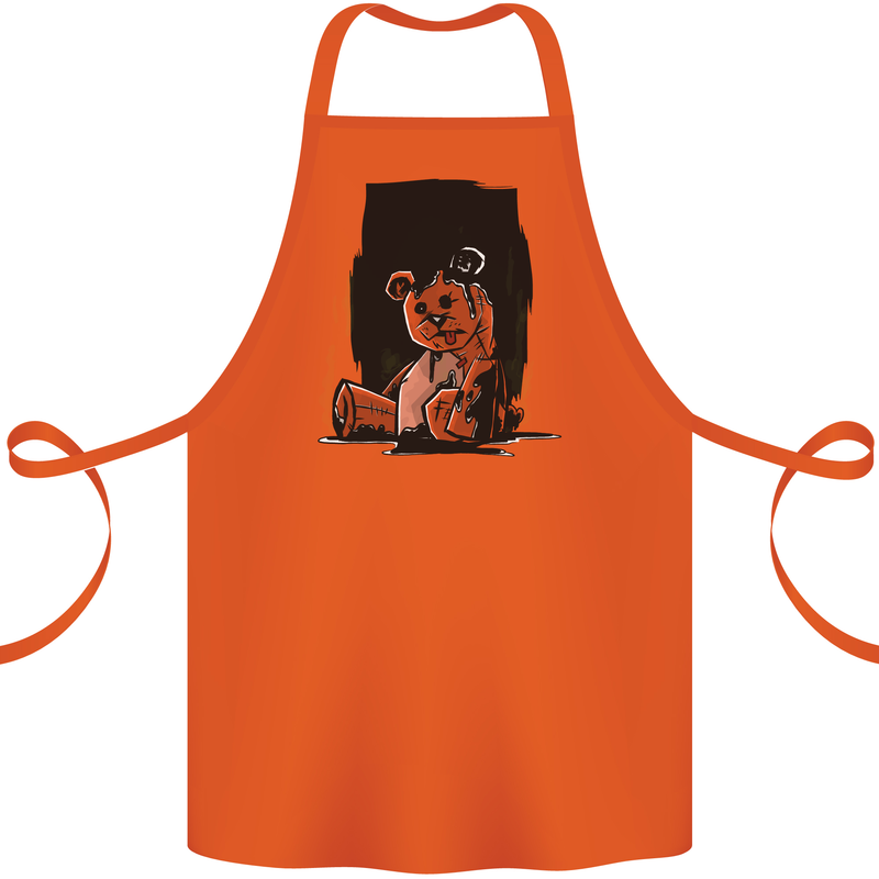 A Zombie Teddy Bear Halloween Cotton Apron 100% Organic Orange