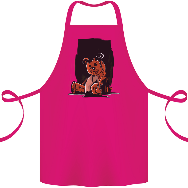 A Zombie Teddy Bear Halloween Cotton Apron 100% Organic Pink