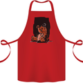 A Zombie Teddy Bear Halloween Cotton Apron 100% Organic Red