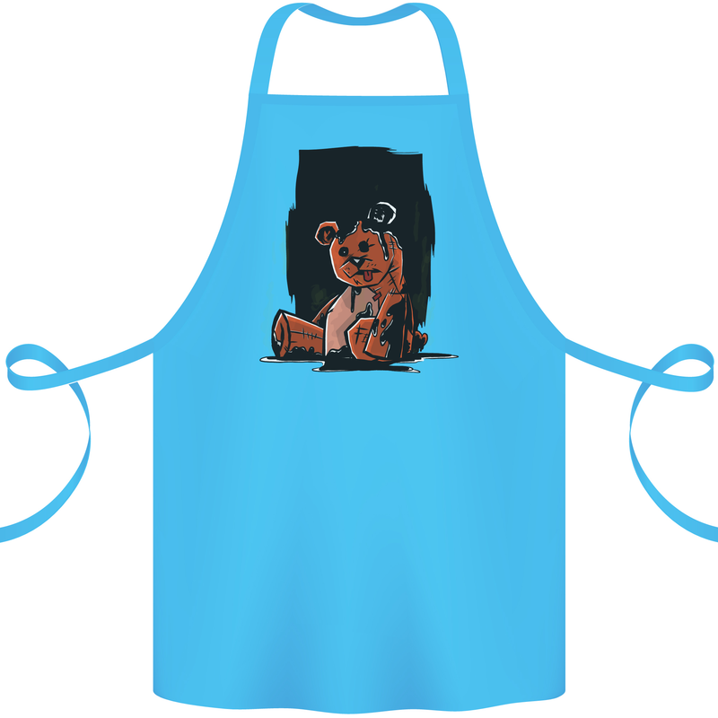 A Zombie Teddy Bear Halloween Cotton Apron 100% Organic Turquoise