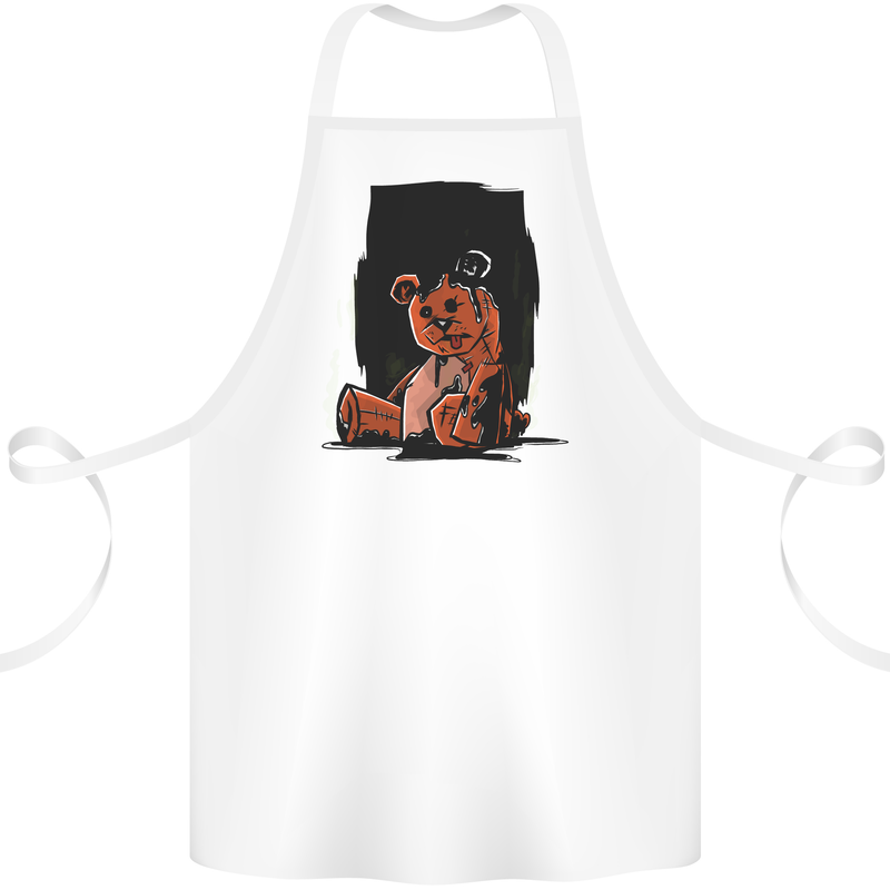 A Zombie Teddy Bear Halloween Cotton Apron 100% Organic White