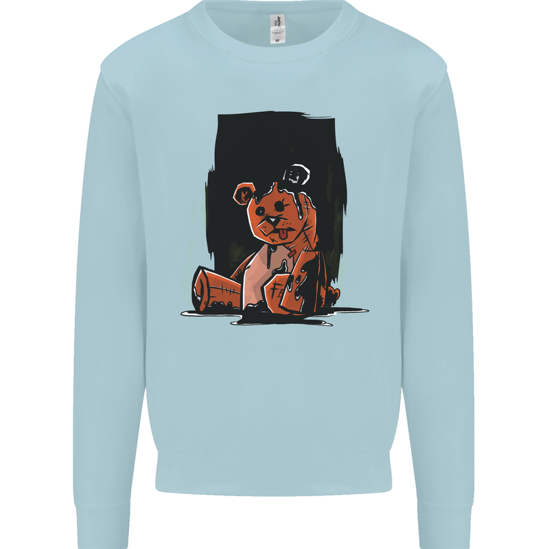 A Zombie Teddy Bear Halloween Kids Sweatshirt Jumper Light Blue