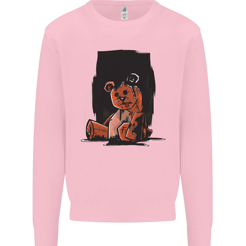 A Zombie Teddy Bear Halloween Kids Sweatshirt Jumper Light Pink