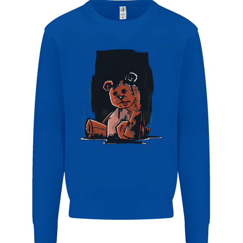 A Zombie Teddy Bear Halloween Kids Sweatshirt Jumper Royal Blue