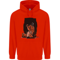 A Zombie Teddy Bear Halloween Mens 80% Cotton Hoodie Bright Red