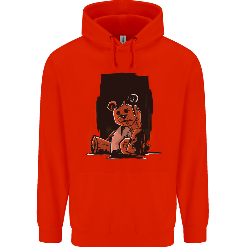 A Zombie Teddy Bear Halloween Mens 80% Cotton Hoodie Bright Red