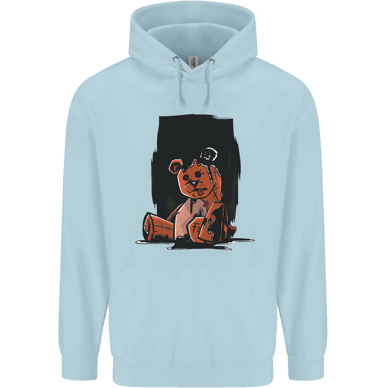 A Zombie Teddy Bear Halloween Mens 80% Cotton Hoodie Light Blue