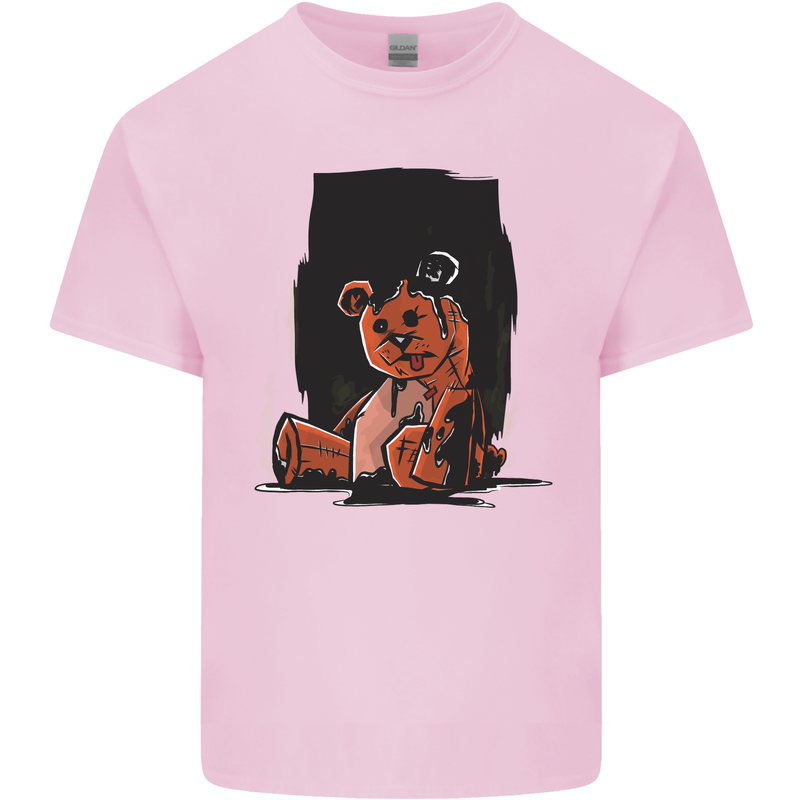 A Zombie Teddy Bear Halloween Mens Cotton T-Shirt Tee Top Light Pink