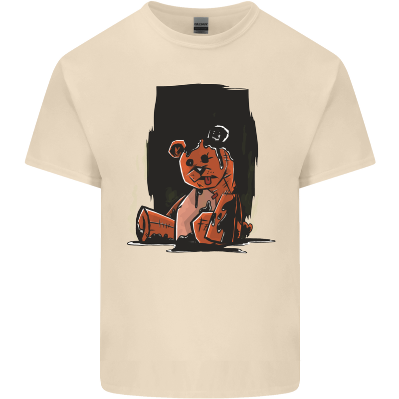 A Zombie Teddy Bear Halloween Mens Cotton T-Shirt Tee Top Natural