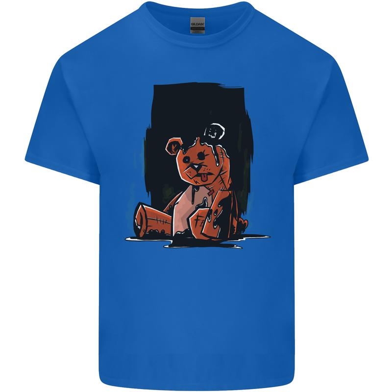 A Zombie Teddy Bear Halloween Mens Cotton T-Shirt Tee Top Royal Blue