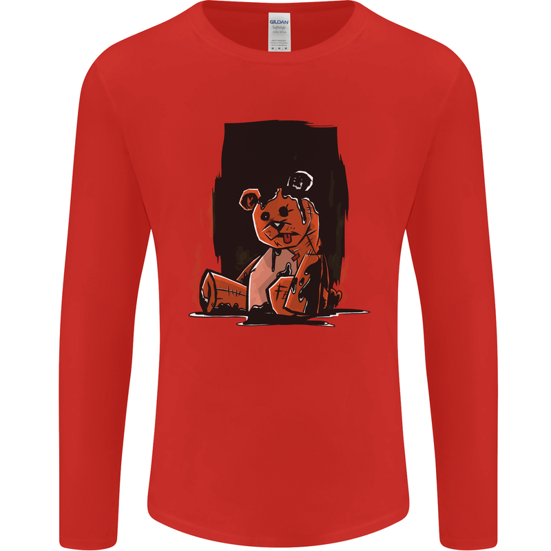 A Zombie Teddy Bear Halloween Mens Long Sleeve T-Shirt Red