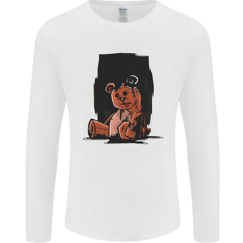 A Zombie Teddy Bear Halloween Mens Long Sleeve T-Shirt White