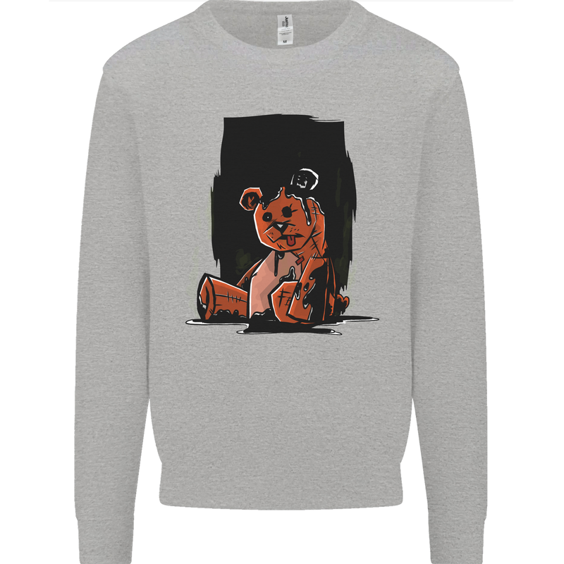 A Zombie Teddy Bear Halloween Mens Sweatshirt Jumper Sports Grey