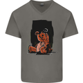 A Zombie Teddy Bear Halloween Mens V-Neck Cotton T-Shirt Charcoal