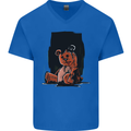 A Zombie Teddy Bear Halloween Mens V-Neck Cotton T-Shirt Royal Blue