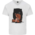 A Zombie Teddy Bear Halloween Mens V-Neck Cotton T-Shirt White