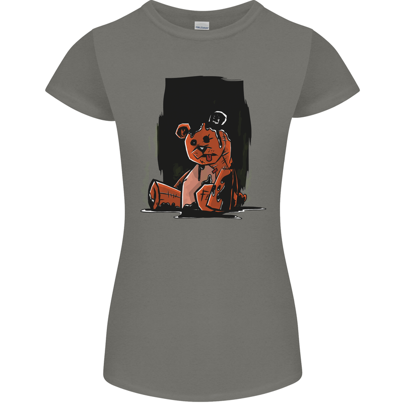 A Zombie Teddy Bear Halloween Womens Petite Cut T-Shirt Charcoal