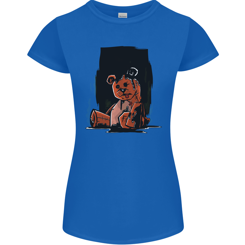 A Zombie Teddy Bear Halloween Womens Petite Cut T-Shirt Royal Blue